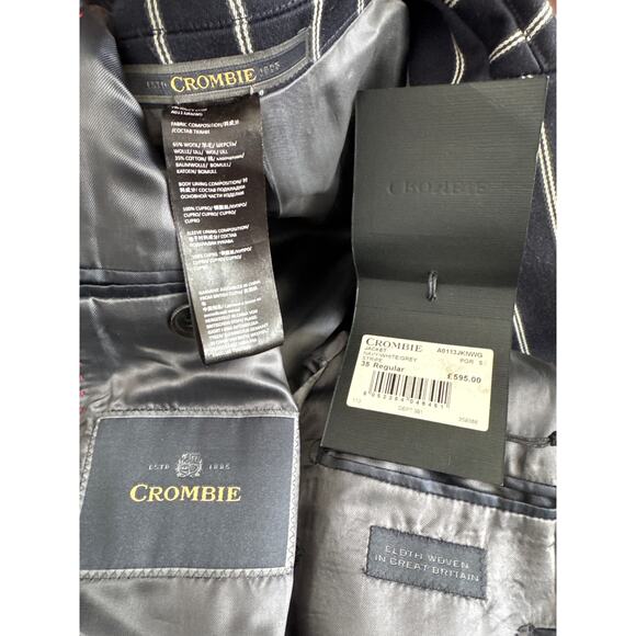 Crombie 2000s Navy Pinstripe Wool Blazer Preppy Chic 38R - Picture 12 of 12